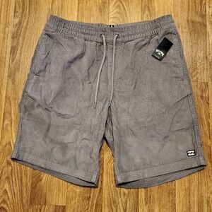 Billabong Corduroy Shorts Men Large Gray Mike EW Short‎ Drawstring Surf